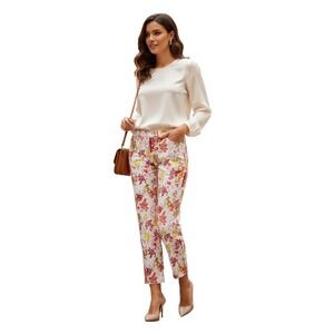 All for You‎ Cotton Floral Straight Leg Pants 30x27 NWOT Coastal Resort Cropped